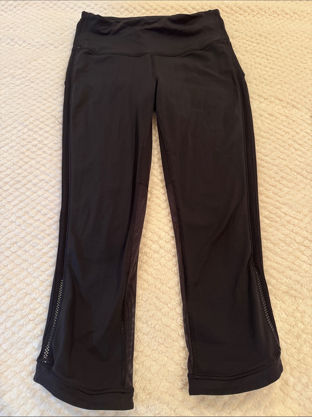 Lululemon Black Capri Leggings with Mesh Panels